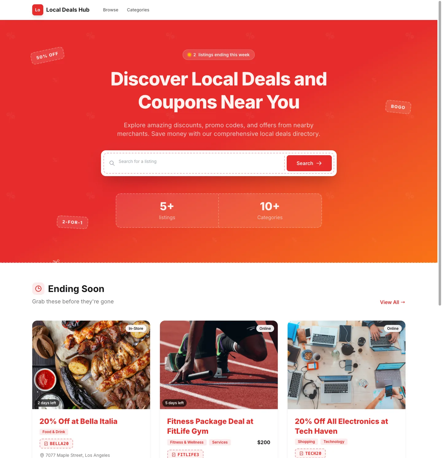 Coupons / Deals directory template preview