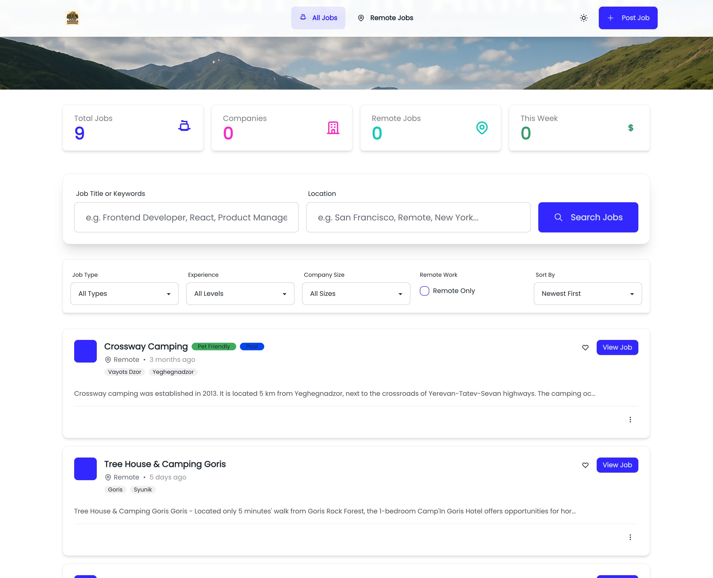 Job Board template preview