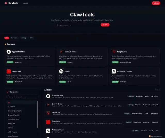 SaaS / Tools directory template